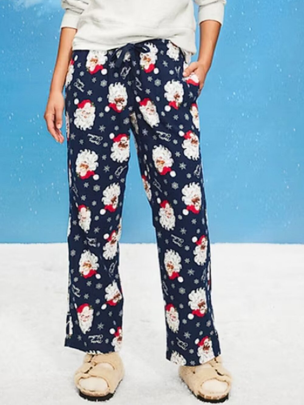 Old Navy Women's Jolly Santa Navy Flannel Pants Pajamas (M) NWT!
